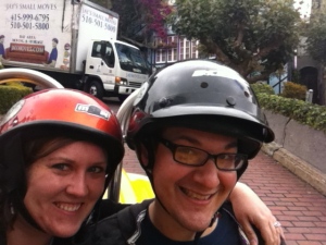 Driving down Lombard Street in our GoCar