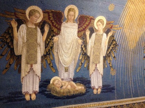 Angel mosaic in the Church of the Transfiguration at the top of Mount Tabor