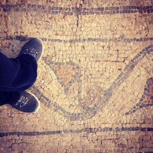 Standing on the actual ancient Roman mosaic road at Beit She'an