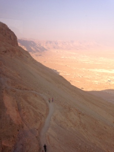 View from the cable car up to Masada