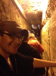 Justin in the excavated tunnels underneath the Western Wall.